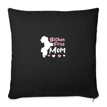 Bichon Frisé Maman Pour Les Amoureux Des Chiens Bichons - Housse de coussin décorative 45 x 45 cm - noir - Devant
