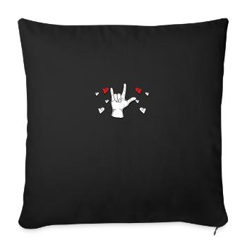 Hand Heart American Sign Language ASL Love - Sofa pillowcase 17,3'' x 17,3'' (45 x 45 cm) - black - Front