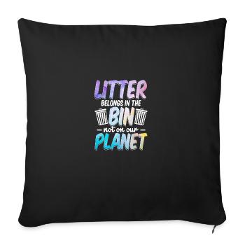 Les déchets ont leur place dans la poubelle Protection de l’environnement Recyclage - Housse de coussin décorative 45 x 45 cm - noir - Devant
