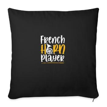 Cor français Cor français pour musiciens - Housse de coussin décorative 45 x 45 cm - noir - Devant
