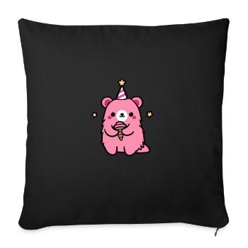 Party Bear Hamster Party Hat Cream Cream Star Party - Sofa pillowcase 17,3'' x 17,3'' (45 x 45 cm) - black - Front