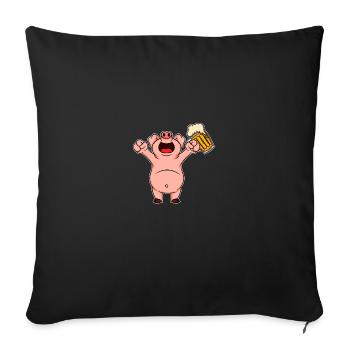 Nutztiere trinken Bier Kuhschwein Huhn und Bier - Sofakissenbezug 45 x 45 cm - Schwarz - Vorne