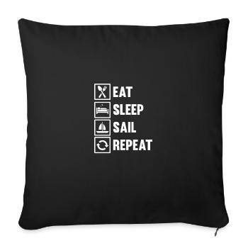 Eat Sleep Sail Repeat motif for a sailor - Sofa pillowcase 17,3'' x 17,3'' (45 x 45 cm) - black - Front