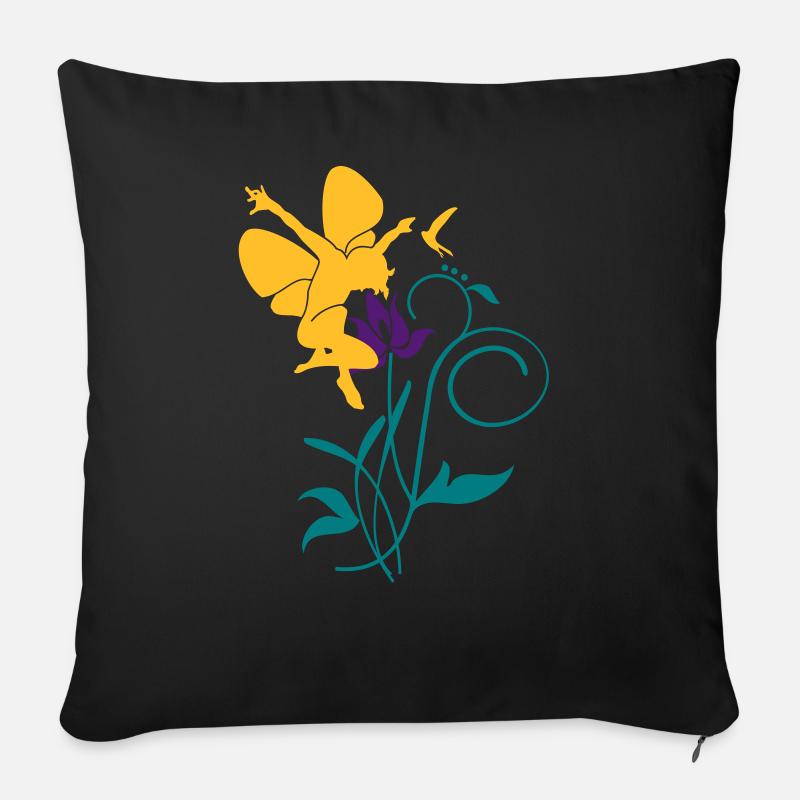 Orchidee / orchid (2c) - Sofakissenbezug 45 x 45 cm - Schwarz