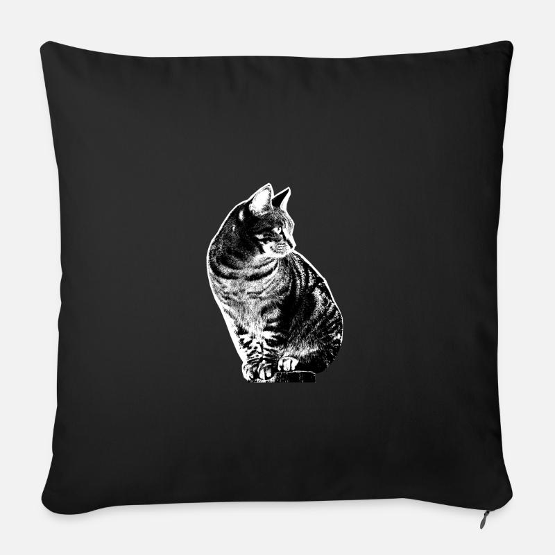 Chats ternes chattes - Housse de coussin décorative 45 x 45 cm - noir