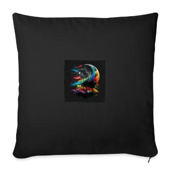 Aquarelle de la nature et peinture à l’aquarelle Boho - Housse de coussin décorative 45 x 45 cm - noir - Devant