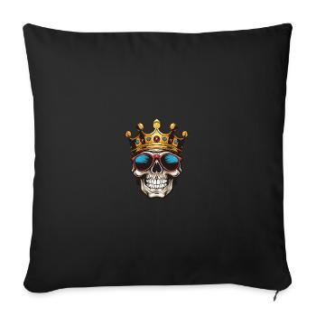 Couronne du roi du crâne - Housse de coussin décorative 45 x 45 cm - noir - Devant