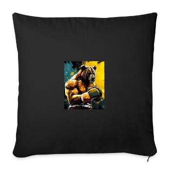 Grizzly Bär Boxer Boxen - Sofakissenbezug 45 x 45 cm - Schwarz - Vorne