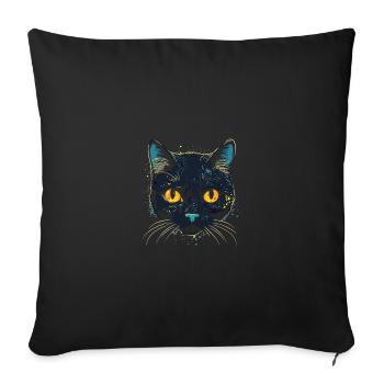 Cat Head Black Cat Bombay Happy Cat Cats - Sofa pillowcase 17,3'' x 17,3'' (45 x 45 cm) - black - Front