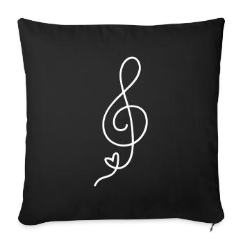 00234 treble clef - Sofa pillowcase 17,3'' x 17,3'' (45 x 45 cm) - black - Front