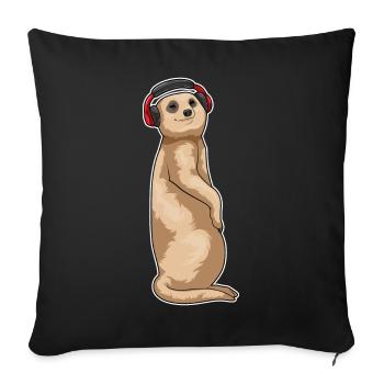 Meerkat Headphone Music - Sofa pillowcase 17,3'' x 17,3'' (45 x 45 cm) - black - Front