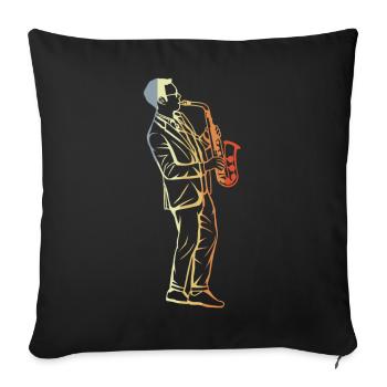 Vintage Saxophone - Sofa pillowcase 17,3'' x 17,3'' (45 x 45 cm) - black - Front
