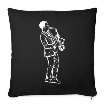 Saxophone Boy Drawing - Sofa pillowcase 17,3'' x 17,3'' (45 x 45 cm) - black - Front