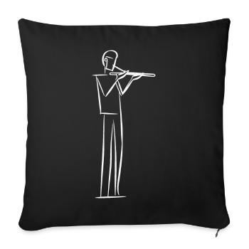 Flautist Line Art - Sofa pillowcase 17,3'' x 17,3'' (45 x 45 cm) - black - Front
