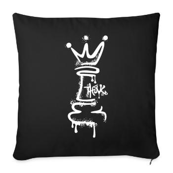 Schach Graffiti König Think Symbol Schachspieler - Sofakissenbezug 45 x 45 cm - Schwarz - Vorne