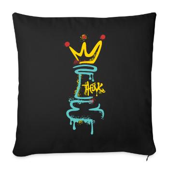 Chess Figure Graffiti with Crown – Street Art - Sofa pillowcase 17,3'' x 17,3'' (45 x 45 cm) - black - Front