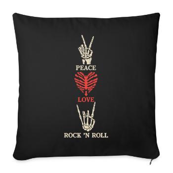 Peace Love Rock 'N Roll Rock Band Guitar Music - Sofa pillowcase 17,3'' x 17,3'' (45 x 45 cm) - black - Front