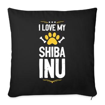 J’adore mon Shiba Inu - Housse de coussin décorative 45 x 45 cm - noir - Devant