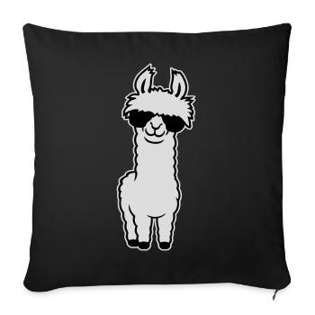 Lunettes de soleil Cool Lama Alpaga Souriant Drôle - Housse de coussin décorative 45 x 45 cm - noir - Devant