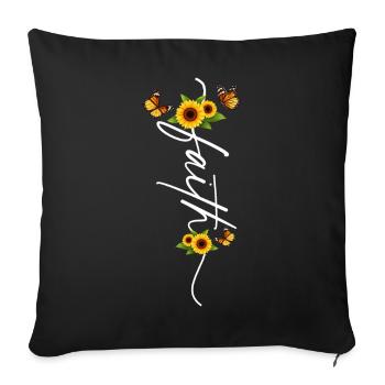 Christian Sunflower Positivity God Religion - Sofa pillowcase 17,3'' x 17,3'' (45 x 45 cm) - black - Front
