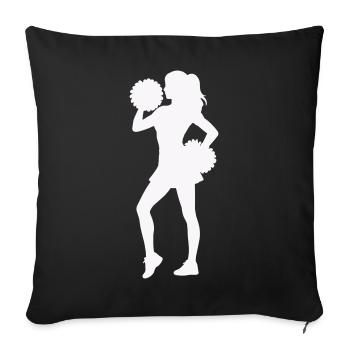 Silhouette de pom-pom girl avec pompons - Housse de coussin décorative 45 x 45 cm - noir - Devant