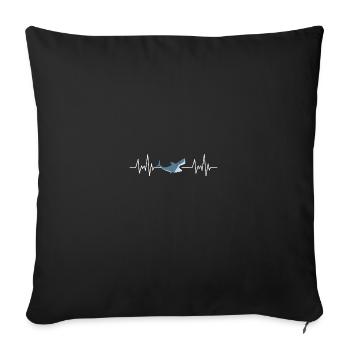 Fruits de mer Ocean Animal Gift Heartbeat Shark - Housse de coussin décorative 45 x 45 cm - noir - Devant