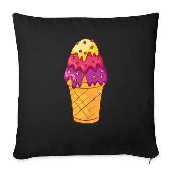 Eis Speiseeis Eiskrem Eiscreme Kugeleis Eisbecher - Sofakissenbezug 45 x 45 cm - Schwarz - Vorne