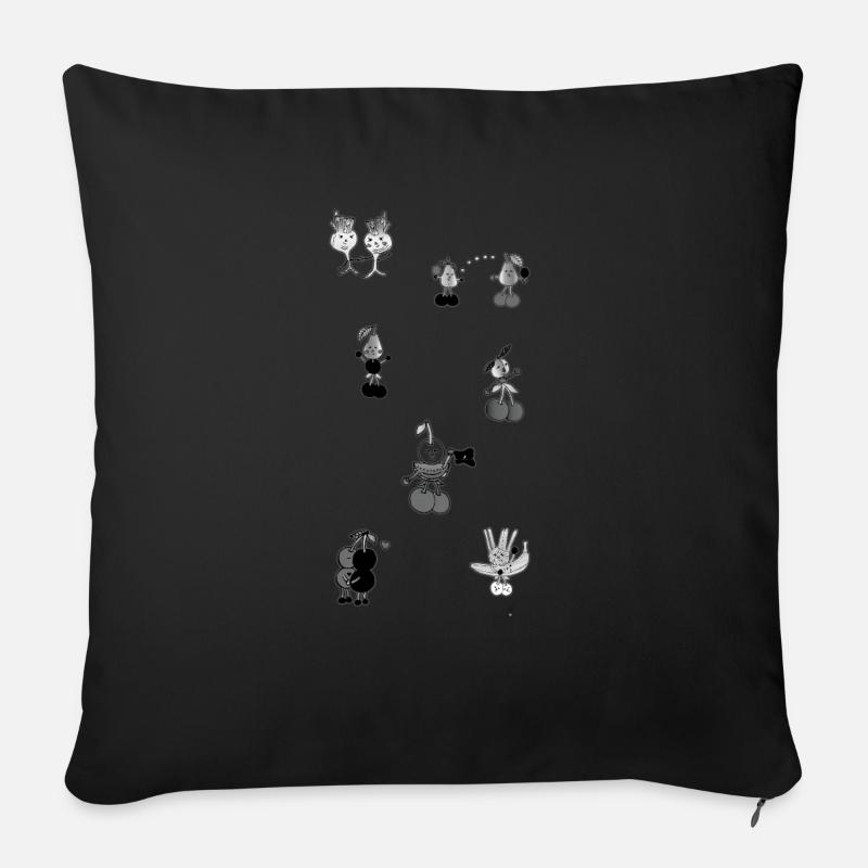 Lustiges Obst und Gemüse - Sofakissenbezug 45 x 45 cm - Schwarz