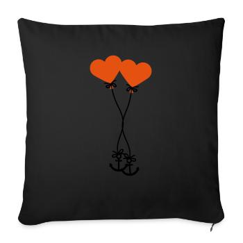 2 pairs of couples in love anchor heart balloon fli - Sofa pillowcase 17,3'' x 17,3'' (45 x 45 cm) - black - Front