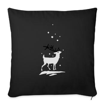 Rentierschlitten im Schnee - Sofakissenbezug 45 x 45 cm - Schwarz - Vorne