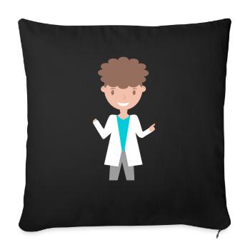 Person Illustratiert (Malte) - Sofakissenbezug 45 x 45 cm - Schwarz - Vorne