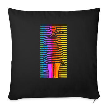 Beautiful female paint fashion colorful woman art - Sofa pillowcase 17,3'' x 17,3'' (45 x 45 cm) - black - Front