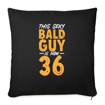 Tête chauve Calvitie Barbe Tête chauve - Housse de coussin décorative 45 x 45 cm - noir - Devant
