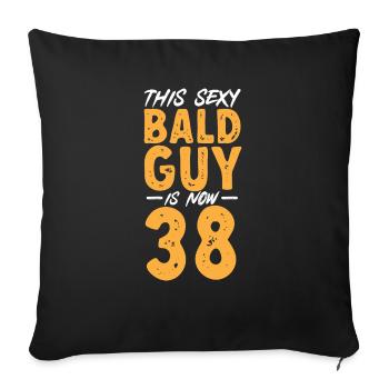 Tête chauve Calvitie Barbe Tête chauve - Housse de coussin décorative 45 x 45 cm - noir - Devant