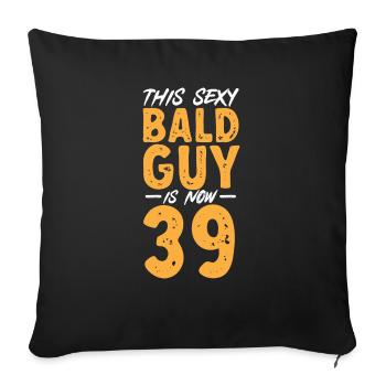 Tête chauve Calvitie Barbe Tête chauve - Housse de coussin décorative 45 x 45 cm - noir - Devant