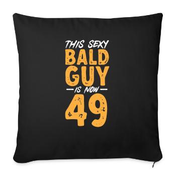 Tête chauve Calvitie Barbe Tête chauve - Housse de coussin décorative 45 x 45 cm - noir - Devant