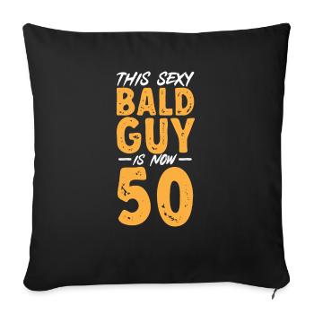 Tête chauve Calvitie Barbe Tête chauve - Housse de coussin décorative 45 x 45 cm - noir - Devant