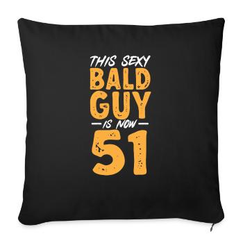 Tête chauve Calvitie Barbe Tête chauve - Housse de coussin décorative 45 x 45 cm - noir - Devant