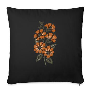 Retro Surf Sixties Orange Flowers - Sofa pillowcase 17,3'' x 17,3'' (45 x 45 cm) - black - Front