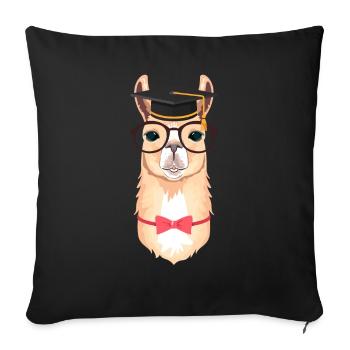 Alpaca Doctor Hat - Graduation Gift - Housse de coussin décorative 45 x 45 cm - noir - Devant