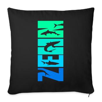 10. Geburtstag Haie Junge 10 Jahre alt Weißer Hai - Sofakissenbezug 45 x 45 cm - Schwarz - Vorne
