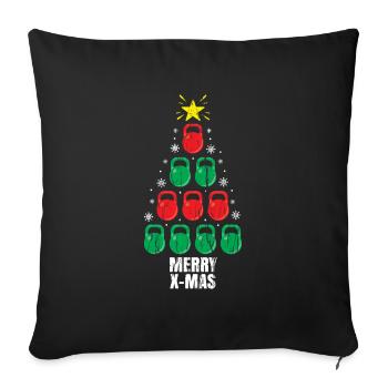 Entraînement de vacances de Noël drôle Kettlebells Tree - Housse de coussin décorative 45 x 45 cm - noir - Devant