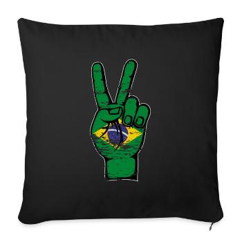 Brazil Flag Peace Victory Symbol used - Sofa pillowcase 17,3'' x 17,3'' (45 x 45 cm) - black - Front