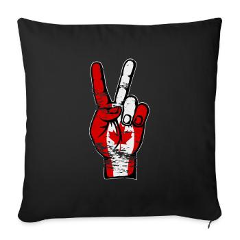 Drapeau du Canada Paix Victoire Symbole Utilisé - Housse de coussin décorative 45 x 45 cm - noir - Devant