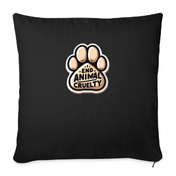 Contre la cruauté envers les animaux - Housse de coussin décorative 45 x 45 cm - noir - Devant