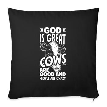 Dieu est grand Les vaches sont bonnes et les gens sont fous - Housse de coussin décorative 45 x 45 cm - noir - Devant