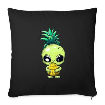 Alien with pineapple hair - Sofa pillowcase 17,3'' x 17,3'' (45 x 45 cm) - black - Front