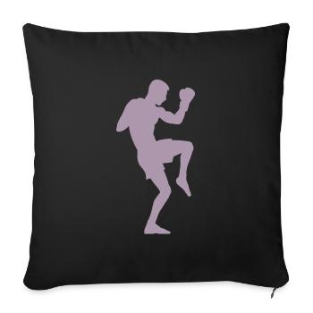 Boxer silhouette, powerful martial arts design - Sofa pillowcase 17,3'' x 17,3'' (45 x 45 cm) - black - Front