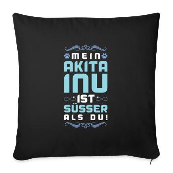 Dicton de chien Akita Inu - Housse de coussin décorative 45 x 45 cm - noir - Devant
