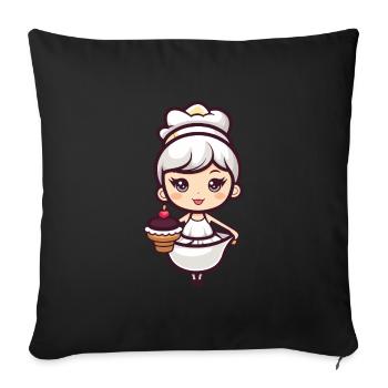 Pâtisserie Fée Fée Pâtisserie Gâteau - Housse de coussin décorative 45 x 45 cm - noir - Devant